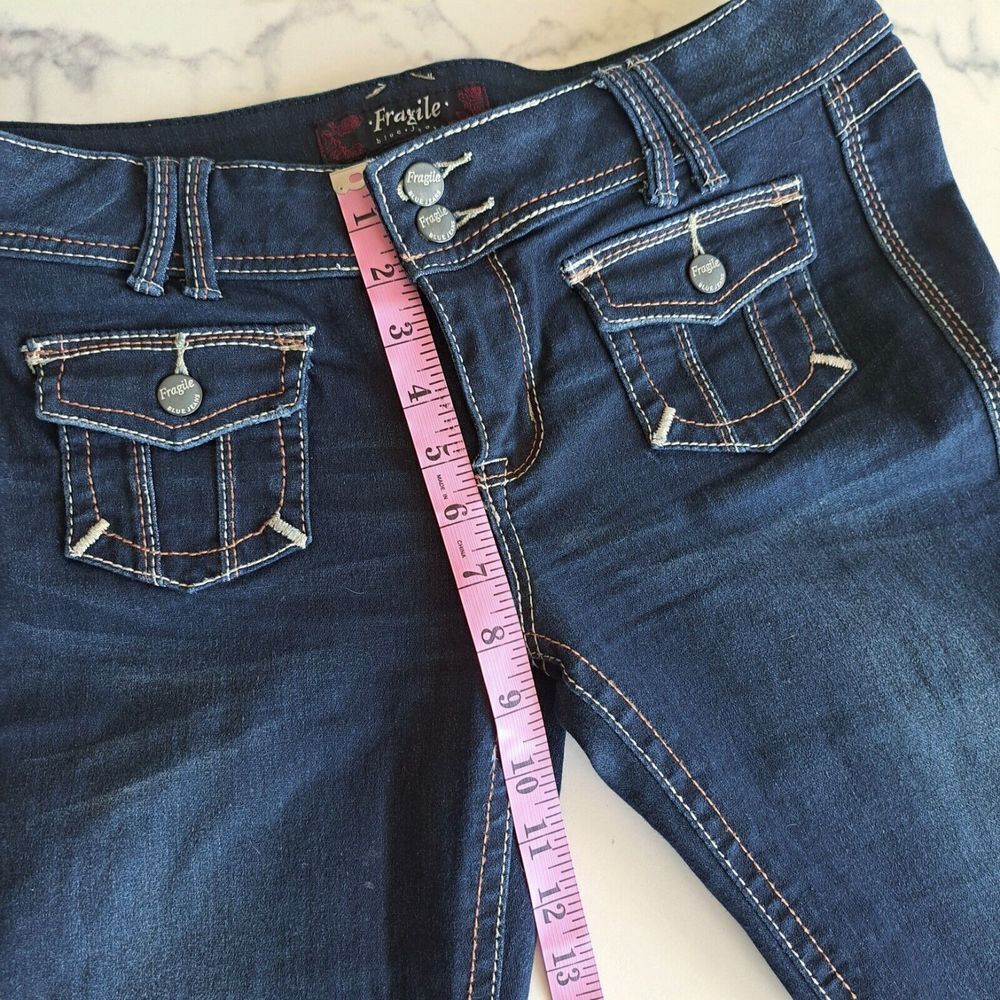 Nice Fragile Size 7 Flap Pocket Boot Cut Denim Da… - image 8